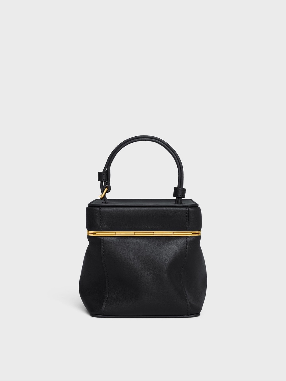 Celine Cube Black Leather Mini Vanity Bag with Gold-Tone Trim - Picture 2 of 9